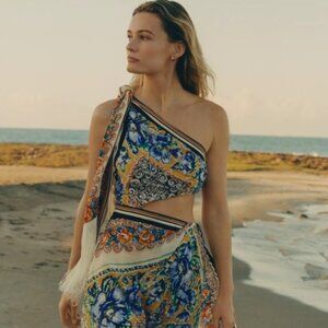 Anthropologie Silk One-Shoulder Midi Dress - Size 0